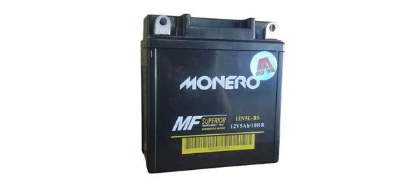 MONERO 12V 5Amper YÜKSEK/DİK 12N-5L-BS-CUP-YBR AKÜ EBATLARI: 119 x 60 x 129mm