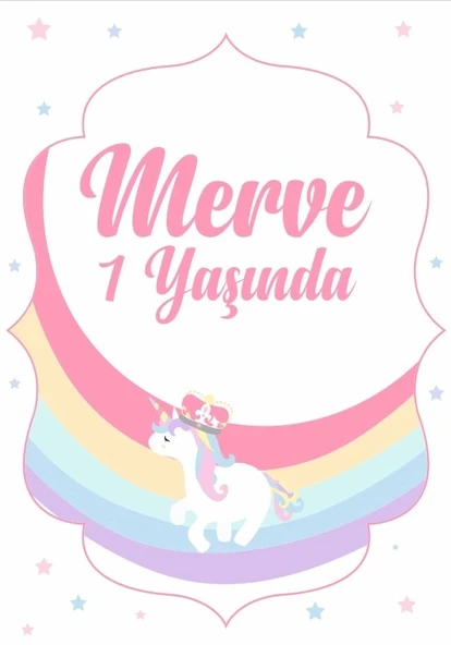 Unicorn Temalı Doğum Günü Afişi 35X50 cm ürün görseli