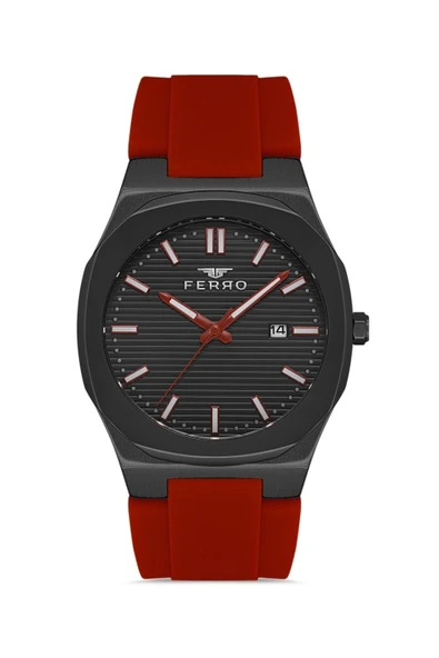Ferro 41 mm Bordo Silikon Kordon Erkek Kol Saati F11340D-ZK F11340D-ZK - Resim 2