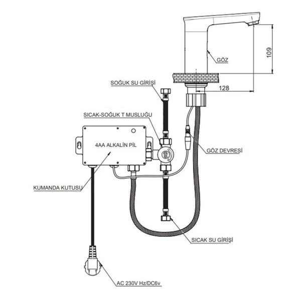 GPD Fotoselli Lavabo Bataryası 109 Rose Gold (PVD) Çift Su Girişli - 2