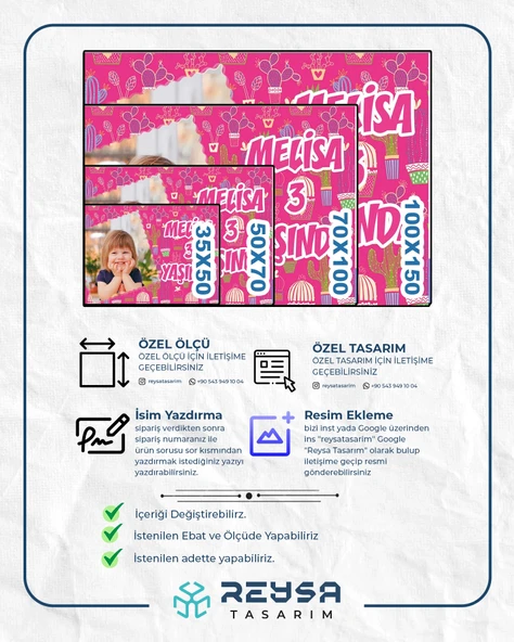 Kaktüs Temalı Doğum Günü Afiş 35X50 cm - Resim 2