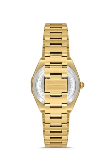 Ferro Quartz Çelik Altın Rengi 32 mm Kelebek Kilitli Kadın Kol Saati - Resim 7