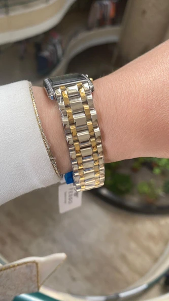 Ferro Quartz Çelik Altın/Gri Yeşil Kadran 22 mm Kadın Kol Saati - 7