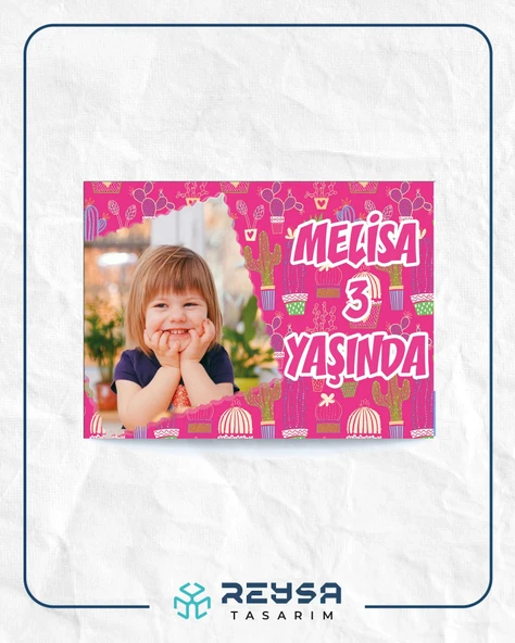 Kaktüs Temalı Doğum Günü Afiş 35X50 cm ürün görseli