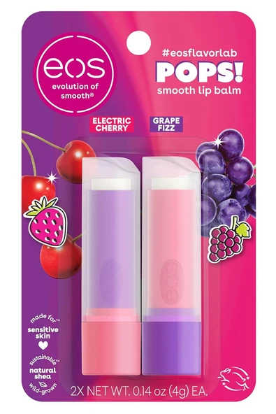 EOS Electric Cherry + Grape Fizz 2'li Dudak Balsamı 2x4GR