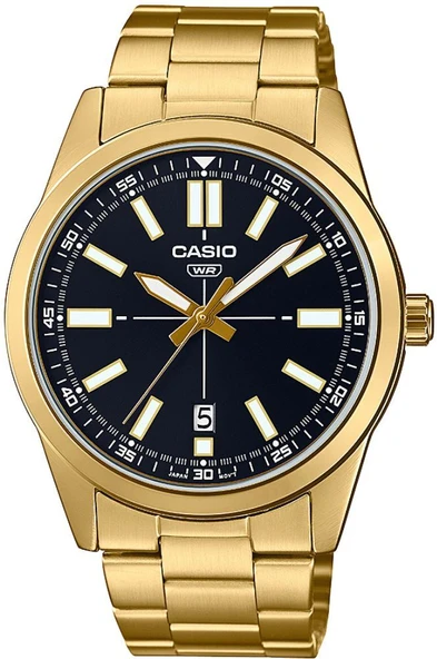 Casio MTP-VD02G-1EUDF Quartz Çelik Altın Rengi Siyah Kadran 41 mm Erkek Kol Saati