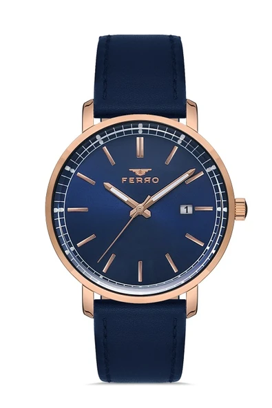 Ferro 42 mm Lacivert Deri Kordon Erkek Kol Saati F11148B-T F11148B-T - Resim 2