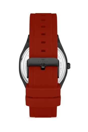 Ferro 41 mm Bordo Silikon Kordon Erkek Kol Saati F11340D-ZK F11340D-ZK - Resim 4