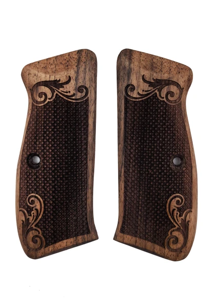 CZ 75 Uyumlu Muadil Ahşap Kabze Takımı Lazer Floral Desenli Model 060