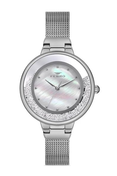 Ferro 34 mm Gümüş Hasır Kordon Kadın Kol Saati F21205C-A F21205C-A