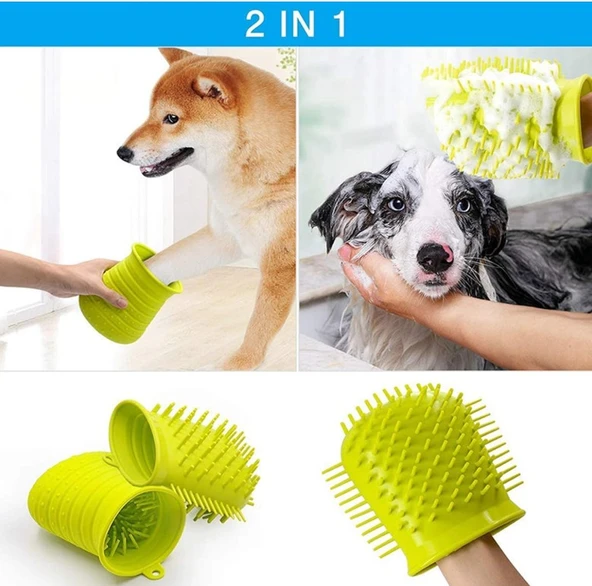 2si1 Arada Evcil Hayvanlar için Silikon Pati Yıkama Kabı - 7