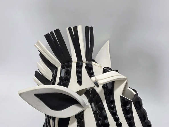 Orman Partisi için Zebra Kafası Cosplay Kostüm 65x50x35cm - 5