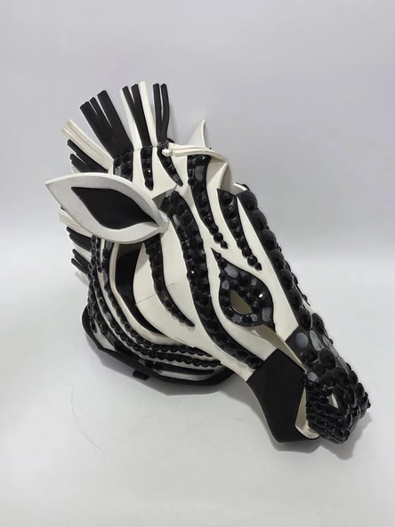 Orman Partisi için Zebra Kafası Cosplay Kostüm 65x50x35cm - 3