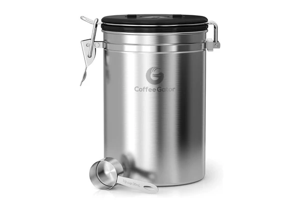 Coffee Gator CO2 Tahliyeli Tarih Göstergeli Paslanmaz Çelik Kahve Kutusu