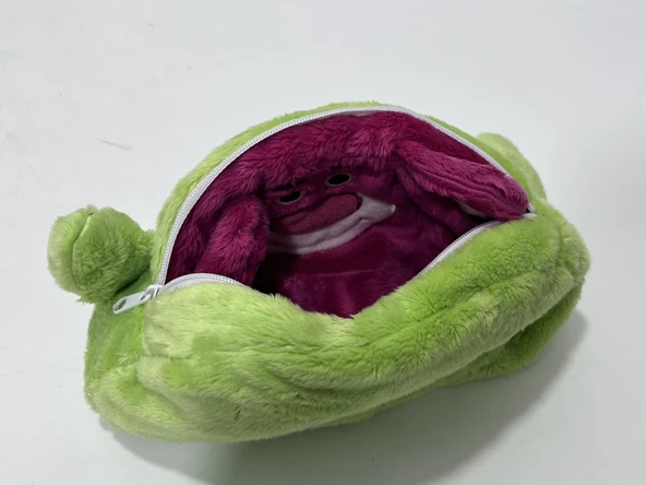 Çift Taraflı Üç Gözlü Çilekli Ayıcık Peluş Kalem Kutusu - 7