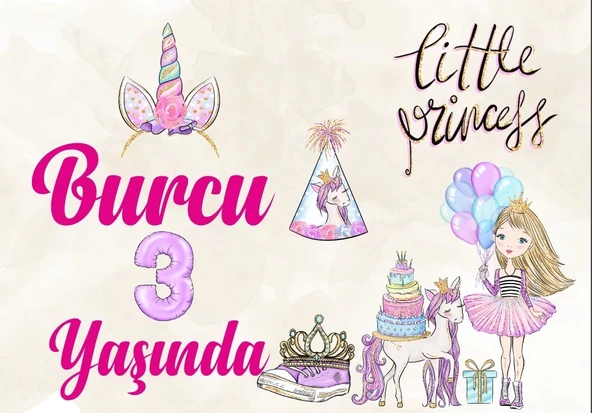 Sevimli Kız Temalı Doğum Günü Afişi 70X100 cm ürün görseli