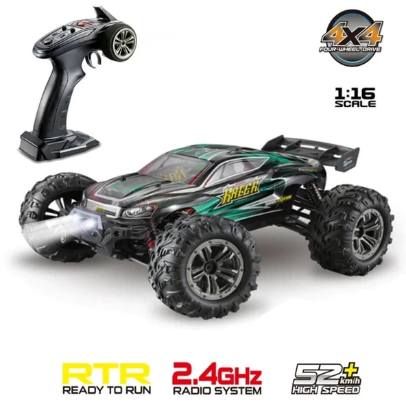 Xinlehong 1:16 Brushless Uzaktan Kumandalı Yüksek Hızlı Rc Araba 52km/s 2.4Ghz 4WD Usb Şarj Yeşil