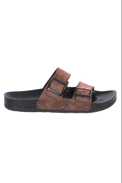 Pierre Cardin 7241 Kahve Nubuk Çift Bantlı Erkek Terlik