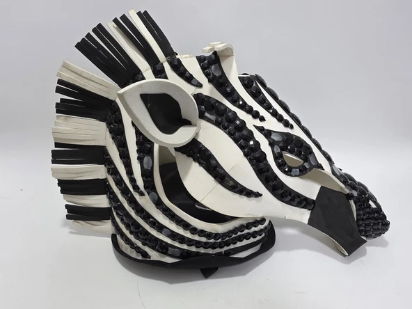Orman Partisi için Zebra Kafası Cosplay Kostüm 65x50x35cm - 2