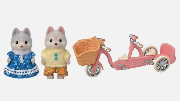 Calico Critters Husky Tandem Cycling Set Figür Oyunca Seti
