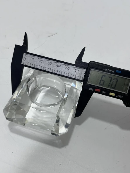 Faset Kesim Kristal Cam Tealight Mumluk 6,7x7,7cm (1 Adet) - 8