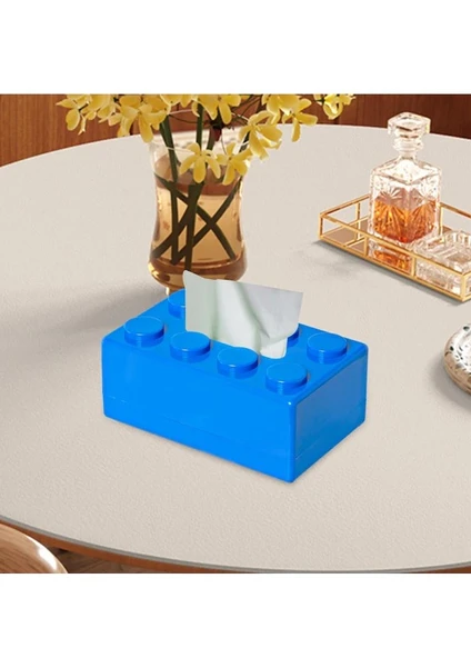 Lego Tipi Yapı Taşı Mendil Kutusu 20x13x8 cm (Mavi) - 2