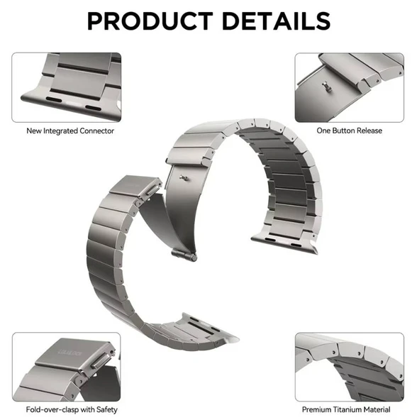Lululook Apple Watch Ultra Titanyum Saat Kordonu 49mm - 4