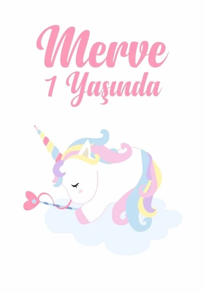 Unicorn Temalı Doğum Günü Afişi 70X100 cm ürün görseli