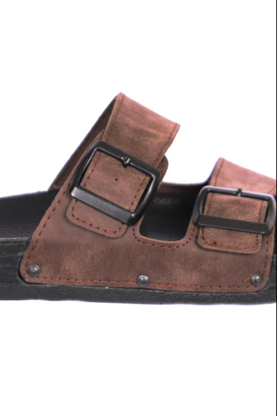 Pierre Cardin 7241 Kahve Nubuk Çift Bantlı Erkek Terlik - 2