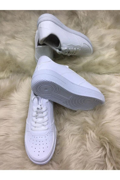 Beyaz - Unisex Spor Ayakkabı Günlük Sneakers - 4