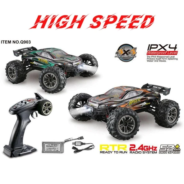 Xinlehong 1:16 Brushless Uzaktan Kumandalı Yüksek Hızlı Rc Araba 52km/s 2.4Ghz 4WD Usb Şarj Turuncu - 5