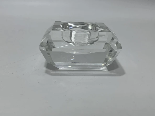 Faset Kesim Kristal Cam Tealight Mumluk 6,7x7,7cm (1 Adet) - 5