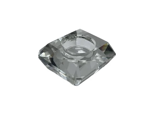 Faset Kesim Kristal Cam Tealight Mumluk 6,7x7,7cm (1 Adet)