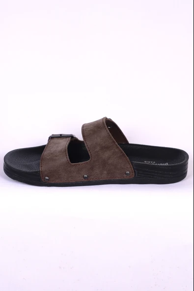 Pierre Cardin 7241 Kahve Nubuk Çift Bantlı Erkek Terlik - 3
