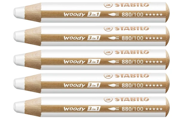 Stabilo Woody 3 in 1 880/100 Beyaz Boya Kalemi 5li Paket