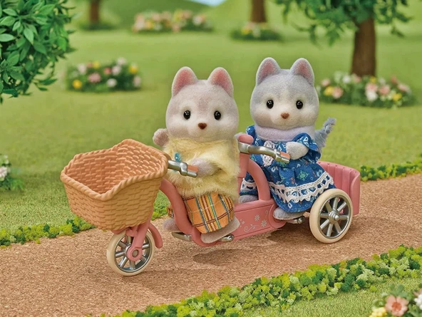 Calico Critters Husky Tandem Cycling Set Figür Oyunca Seti - 2