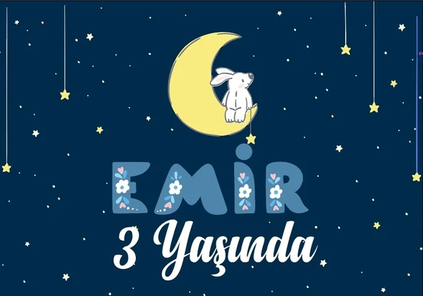 Gece Temalı Doğum Günü Afişi 100X150 cm ürün görseli