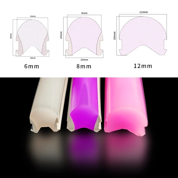 Mor 6mm İkinci Nesil Silikon Neon LED Şerit Kılıfı – 5 Metre Difüzör Tüp (LED Hariç) - 2