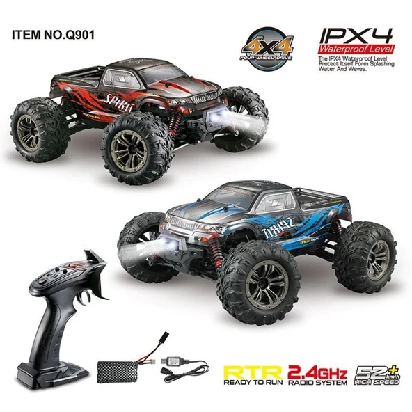 Xinlehong 1:16 Brushless Uzaktan Kumandalı Yüksek Hızlı Rc Araba 52km/s 2.4Ghz 4WD Usb Şarj Mavi - 3