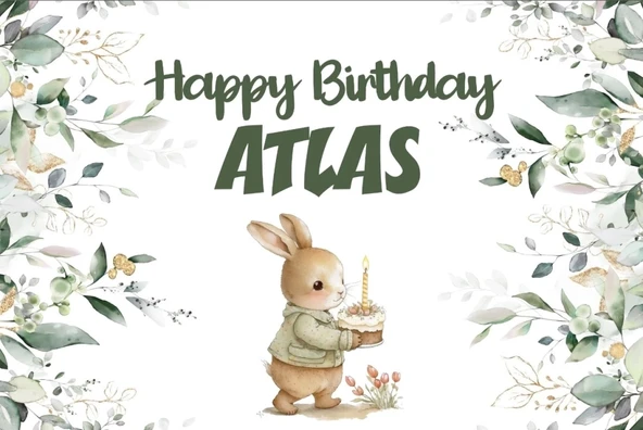 Tavşan Temalı Temalı Doğum Günü Afişi 50X70 cm ürün görseli