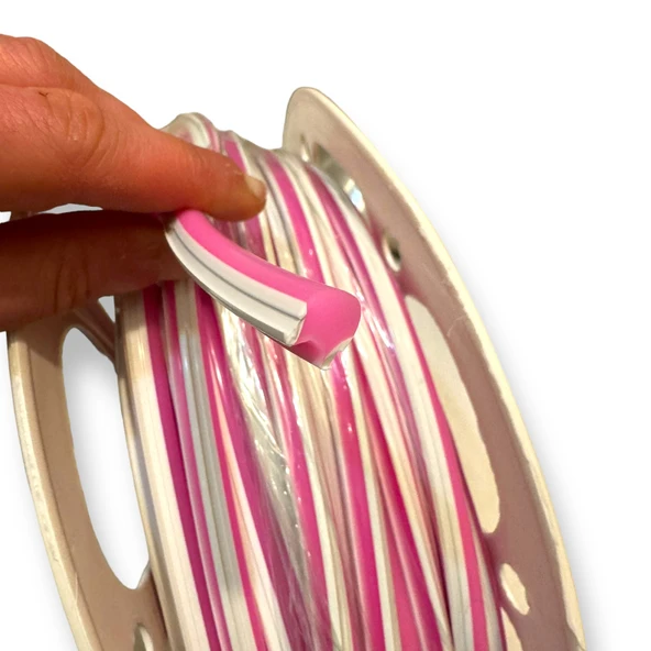 Pembe 6mm İkinci Nesil Silikon Neon LED Şerit Kılıfı – 5 Metre Difüzör Tüp (LED Hariç) - 3