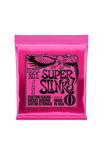 Ernie Ball P02223 Super Slinky Nickel Wound Electric Guitar Strings - 9-42 Gauge