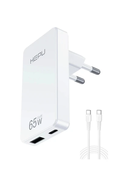 Hepu Hp-C36 Yeni Nesil 65W GAN 1 x Typ-C PD 1 x USB QC Şarj Adaptörü