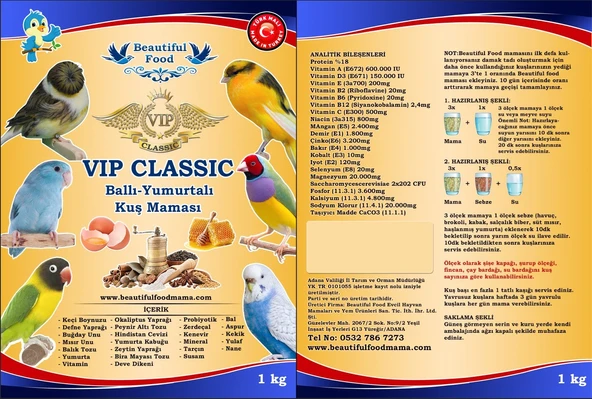 Beautiful Food Ballı Yumurtalı vip classic Kuş Yemi 1Kg - 3