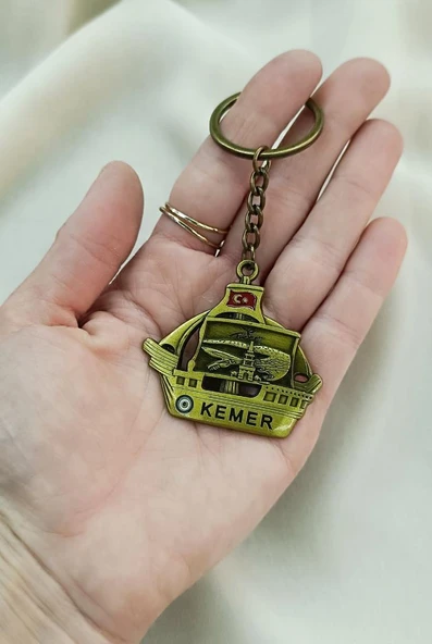Anahtarlık Metal Gemi Ay Yıldız Çanta Araba Cüzdan Süsü  Kemer Yazılı - Resim 2