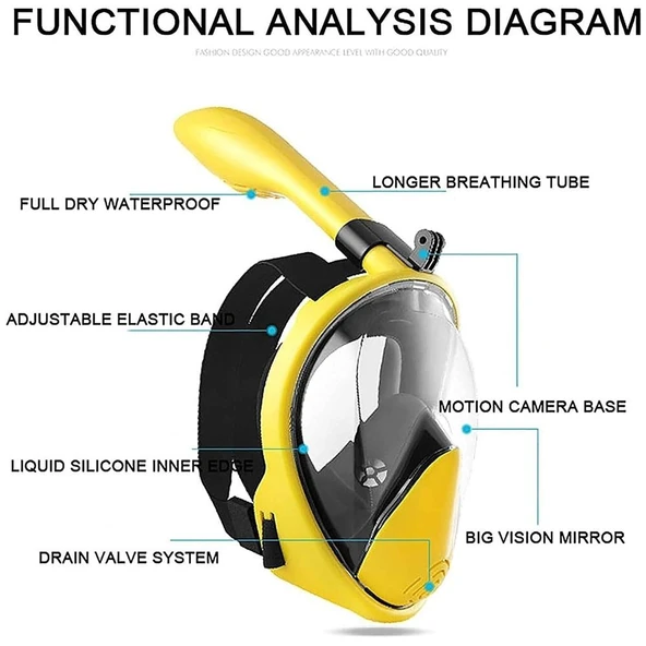Bermuda Full Face Tam Yüz Maskesi Sarı/Siyah S/M - 6