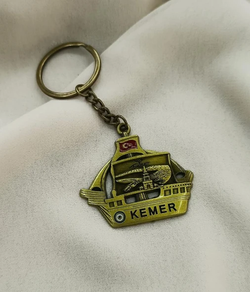 Anahtarlık Metal Gemi Ay Yıldız Çanta Araba Cüzdan Süsü  Kemer Yazılı - Resim 3