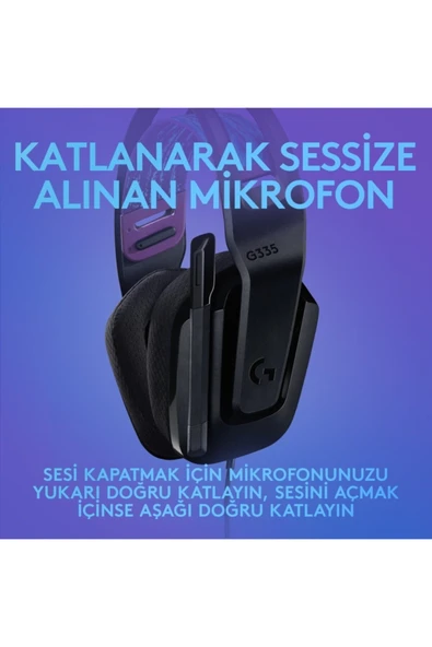 G335 Kablolu Siyah Oyuncu Kulaklığı - 5