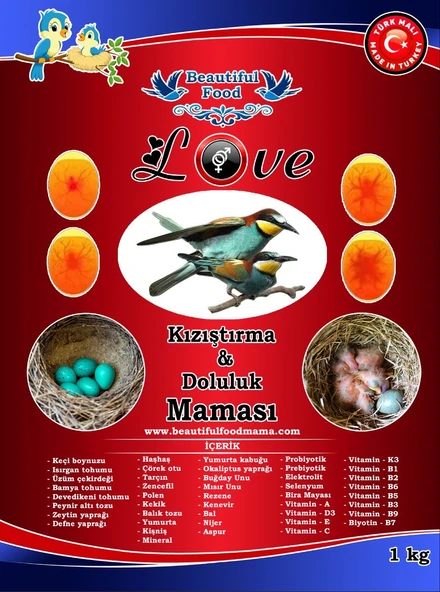 Beautiful Food Love Kızıştırma ve Doluluk Kuş Yemi Maması 1 KG - 4