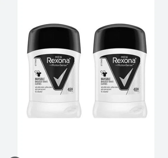rexona  Men Erkek Anti-perspirant Stick Deodorant Invisible Black And White 50 Ml 2 Adet